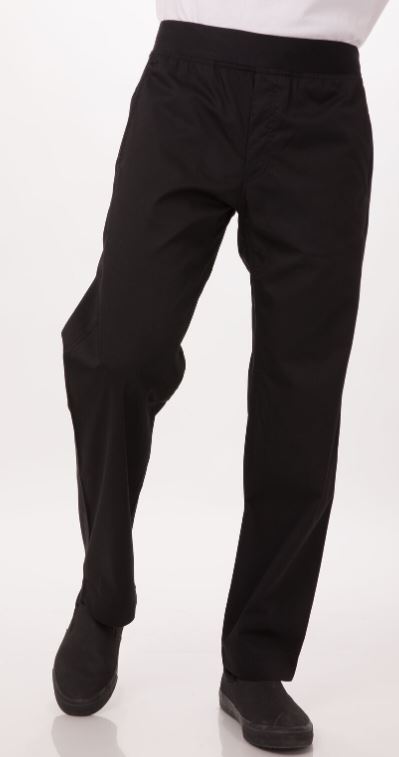 CHEF WORKS LIGHTWEIGHT SLIM CHEF PANTS - BLACK - SIZE M