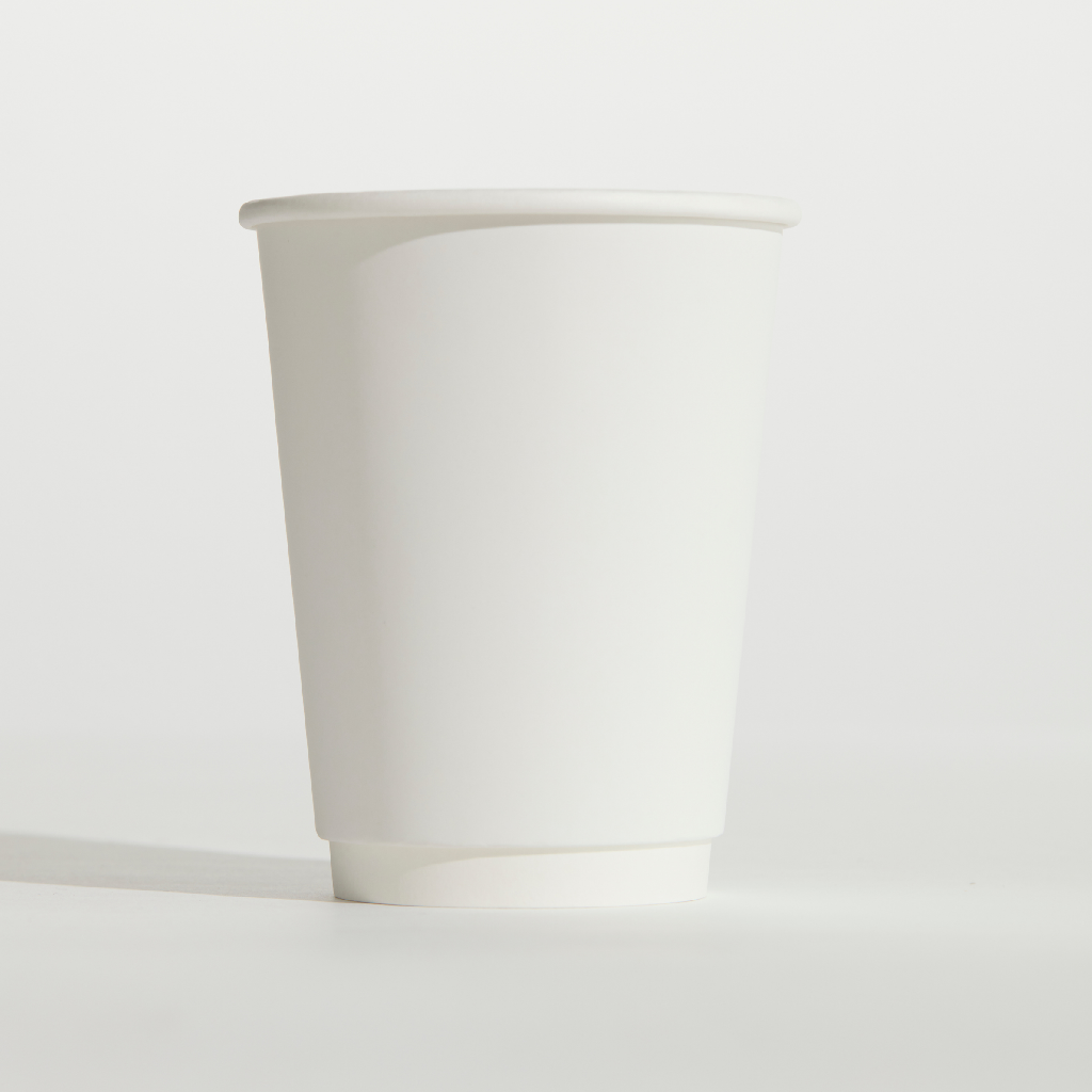 12OZ WHITE DOUBLE WALL PINNACLE COFFEE CUP 90MM (UNI LID) [DW12W-ECO] (20X25)