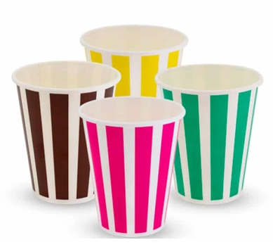 12OZ MILKSHAKE CUPS CANDY STRIPE 90MM HUHTAMAKI (1000) ***CARTON ONLY***