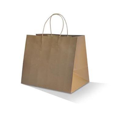BROWN KRAFT FOOD DELIVERY PAPER CARRY BAG WITH TWIST HANDLE MEDIUM 305X175X305MM (250) [ECO-KPTBTM]