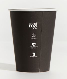 12OZ ***BLACK*** SINGLE WALL ***TRULY ECO*** PINNACLE AQUEOUS COFFEE CUP 90MM [SW12B-ECO] (20X50)