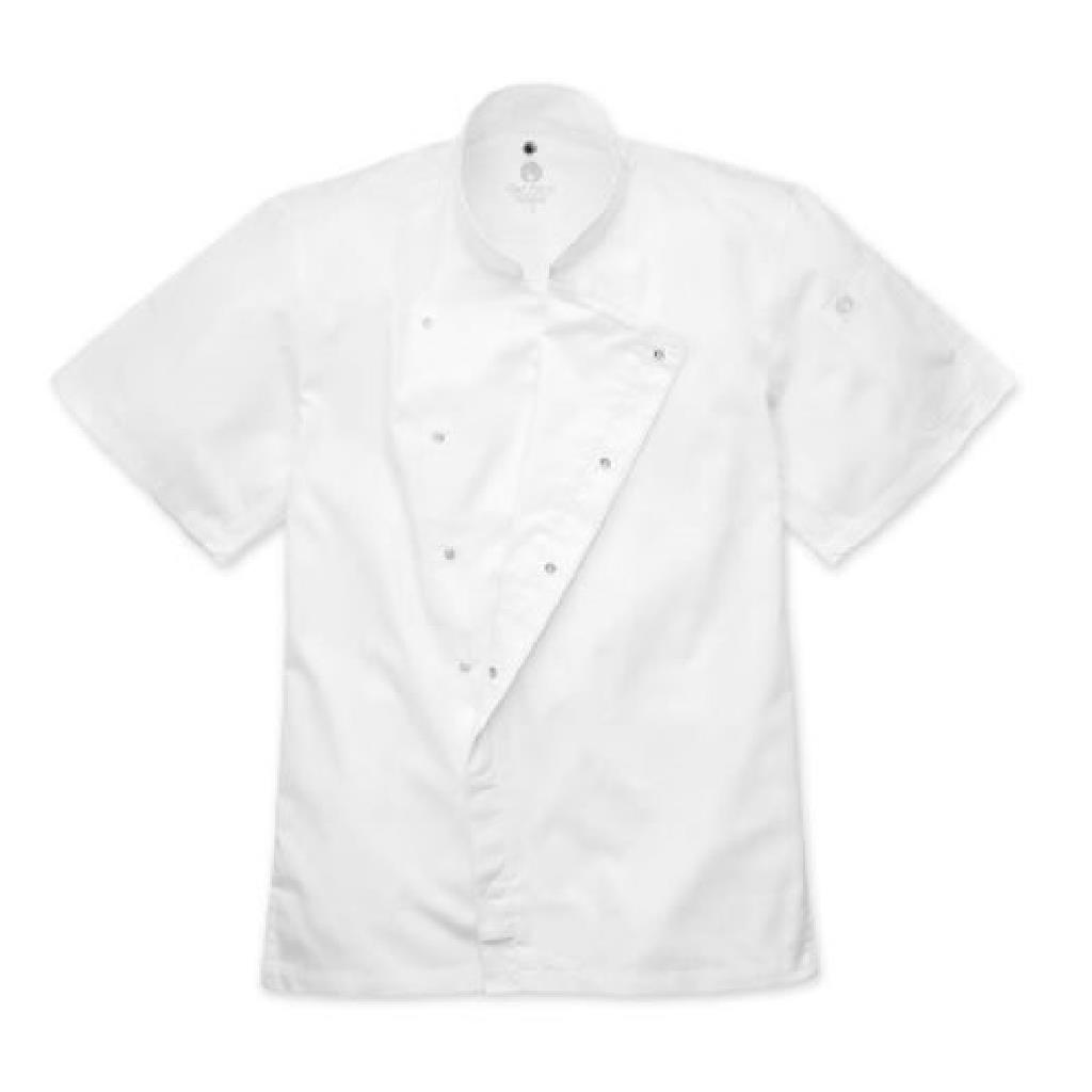CHEFWORKS CANNES PRESS STUD CHEF JACKET S/S - WHITE - SIZE XL