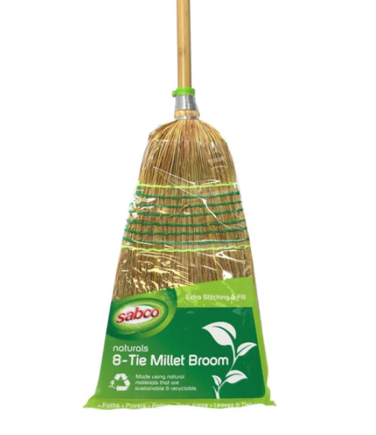 7TIE STRAW MILLET BROOM AND HANDLE [10190]