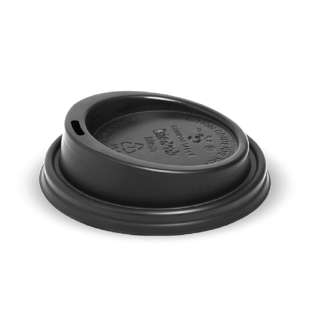 6/8/10/12 BIOPAK PLA BIOPLASTIC COMPOSTABLE LID (80MM) ***BLACK*** [BCL-8PLA-B] (1000) ***CARTON ONLY***