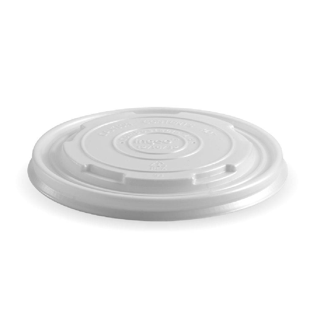 WHITE LID BIOPAK TO SUIT 16OZ SOUP CUP/BOWL (FITS 12,16,24 & 32OZ PAPER BIOBOWLS) (10X50)