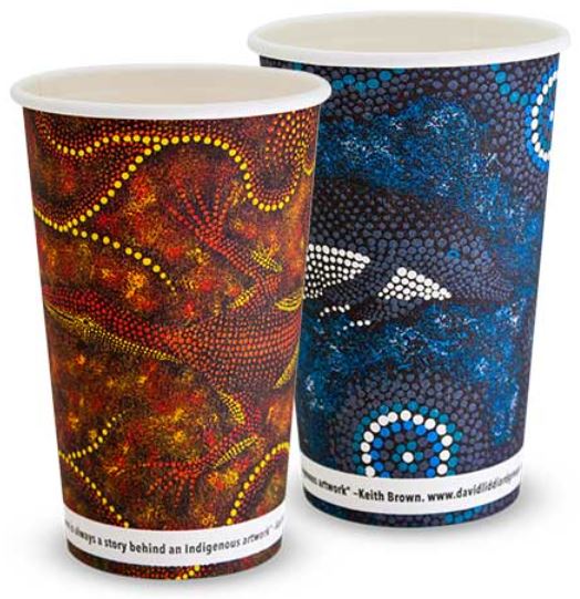 16OZ SINGLE WALL INDIGENOUS COLLECTION COFFEE CUP ***86.5MM*** PLA LINING (FUTURE FRIENDLY BY HUHTAMAKI) (1000)