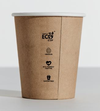 8OZ KRAFT SINGLE WALL ***TRULY ECO*** PINNACLE AQUEOUS COFFEE CUP SQUAT 90MM [SW08UNIKP-ECO] (20X50)