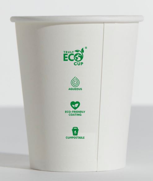 8OZ WHITE SINGLE WALL ***TRULY ECO*** PINNACLE AQUEOUS COFFEE CUP ********(UNI CUP)*********   90MM [SW08UNIW-ECO] (20X50)
