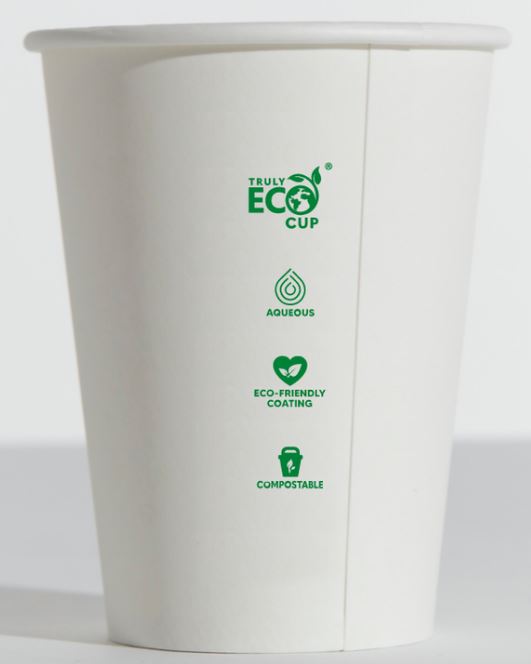 10OZ WHITE SINGLE WALL ***TRULY ECO*** PINNACLE AQUEOUS COFFEE CUP 80MM (1000)