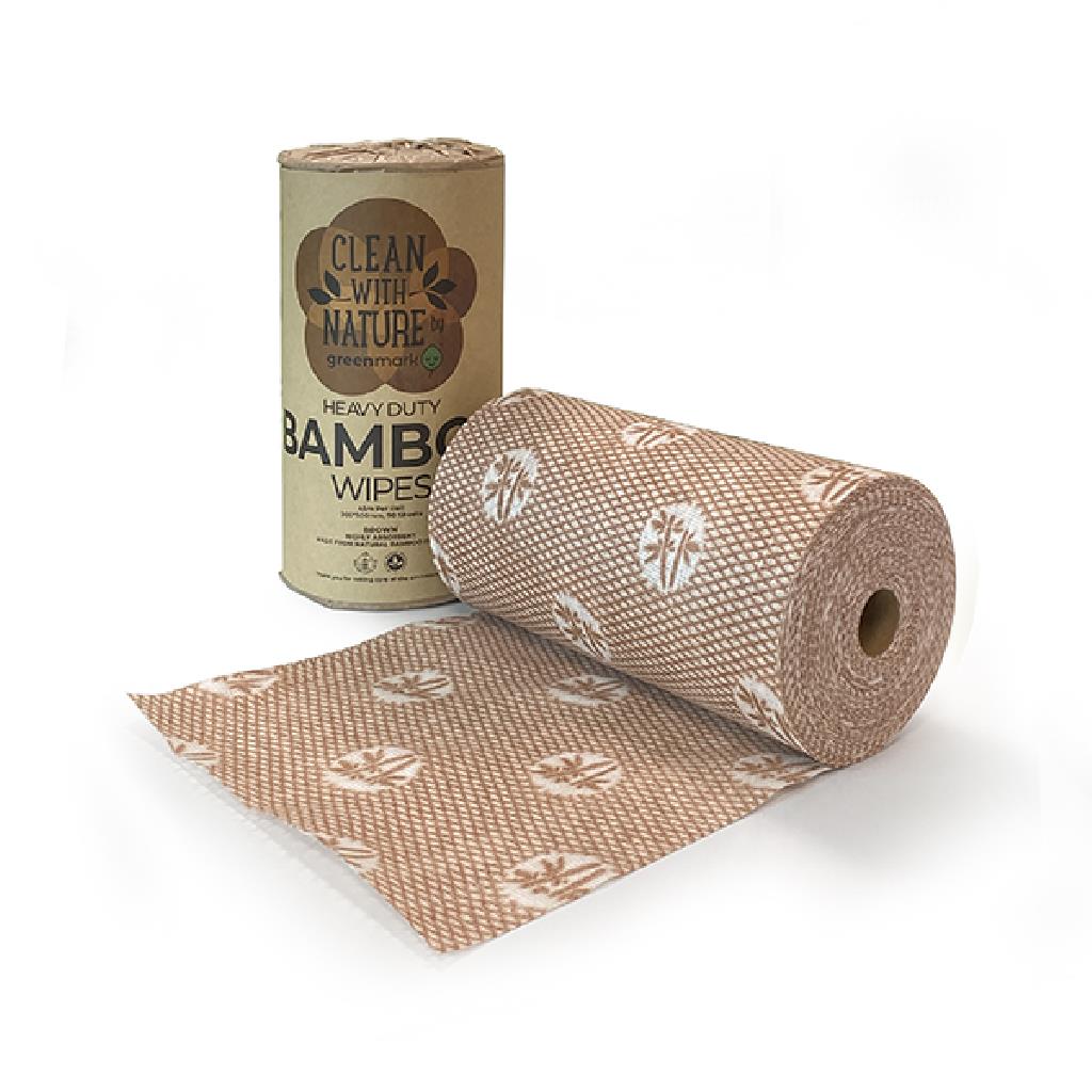 HEAVY DUTY COFFEE ***BAMBOO*** WIPE ROLL  90 PERFORATED WIPES 50X30CM "ECOSAFE" **MEAT STORAGE & COLD ROOMS**