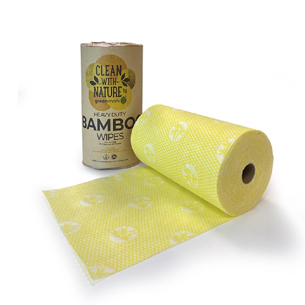 HEAVY DUTY YELLOW ***BAMBOO*** WIPE ROLL 90 PERFORATED WIPES 50X30CM "ECOSAFE" [ECO-WY] **INFECTIOUS & ISOLATION AREAS**