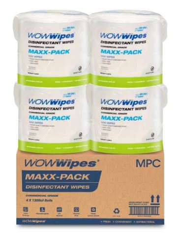 WOW ANTIBACTERIAL WIPES ROLL (1200) (4/CTN) ***CARTON ONLY***