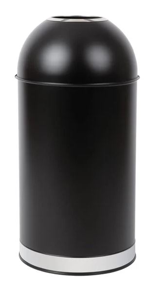 BOLERO STAINLESS STEEL OPEN LID BULLET BIN BLACK 40L
