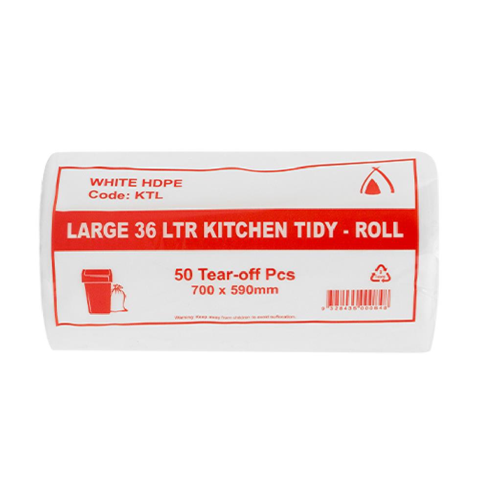 (P) LARGE KITCHEN TIDY BAG ****36LT****  ****WHITE**** (20X50)