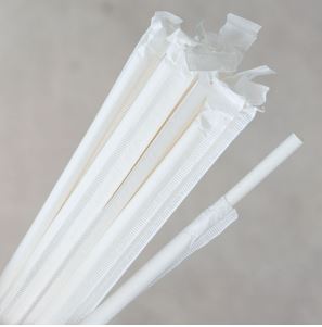 INDIVIDUAL WRAP PAPER ***PAPER WHITE*** STRAWS [JP-PBS-6X197-IPW] (10X250)