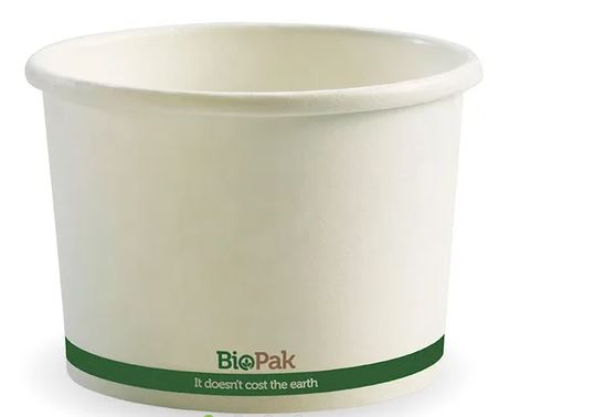 16OZ (550ML) WHITE PAPER BIOBOWL/SOUP CUP "BIOPAK" (20X25)