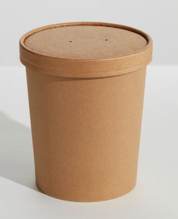 32OZ TALL ROUND FOOD CONTAINER AND LID *KRAFT* (250) ***CARTON ONLY***