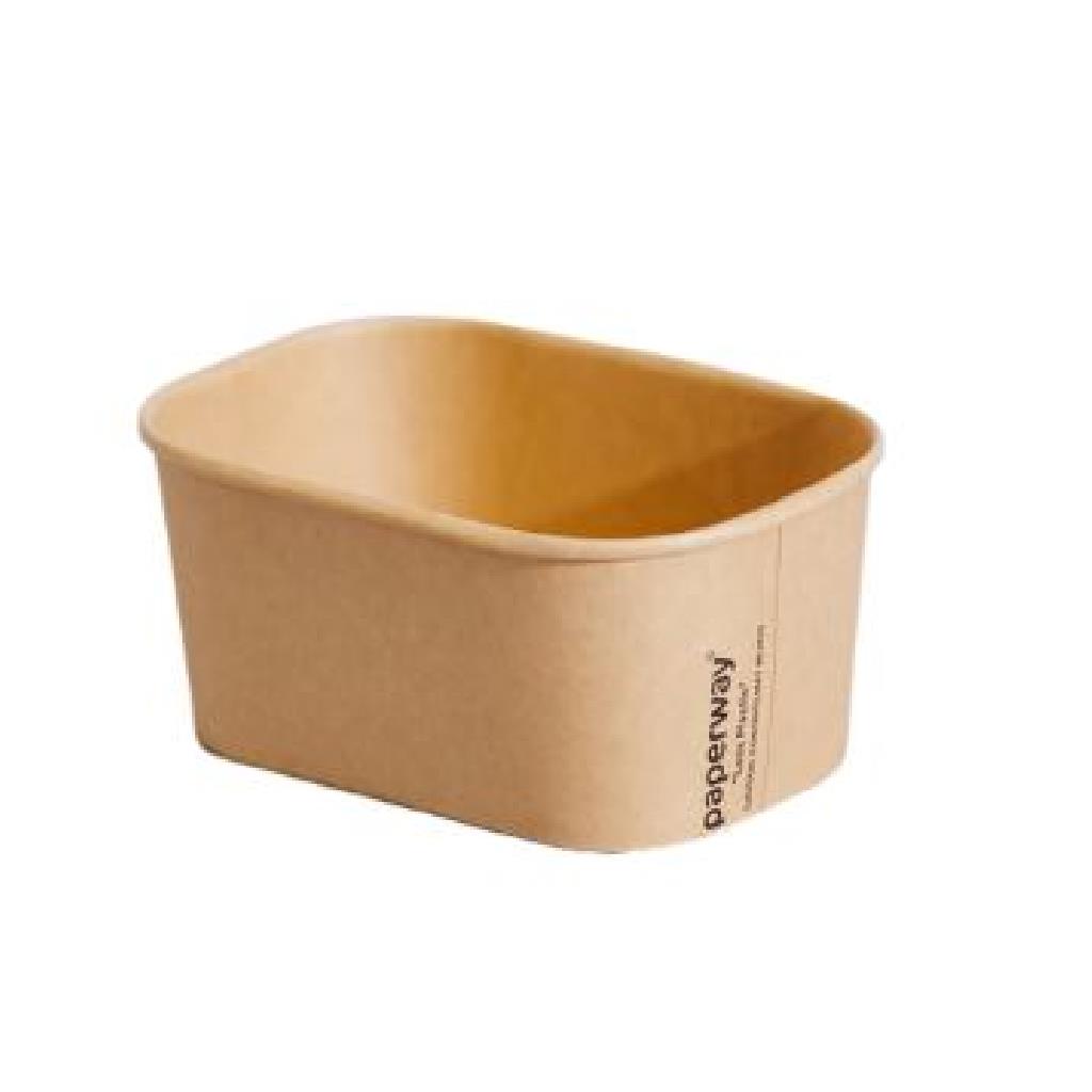 1000ML PAPER RECTANGULAR CONTAINER PP KRAFT "PAPERWAY PINNACLE" (300)