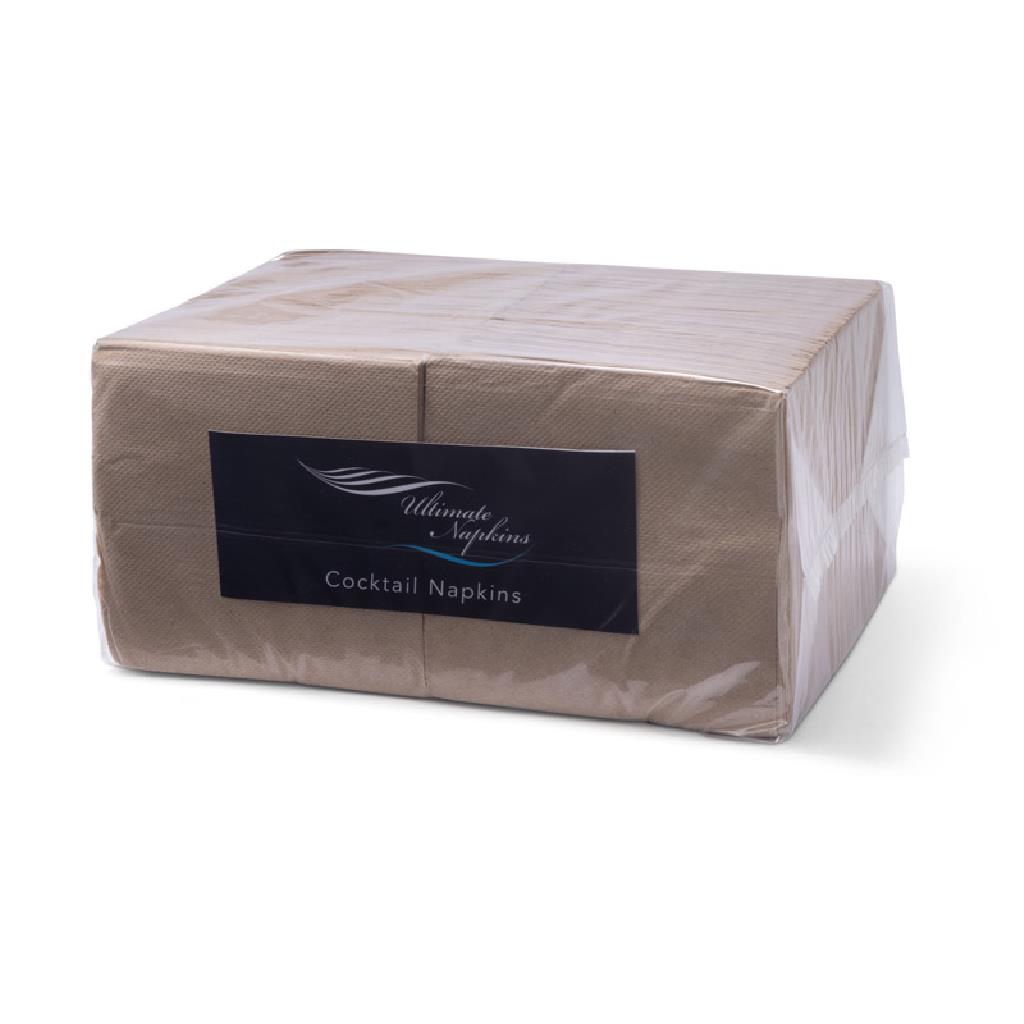 2PLY COCKTAIL NAPKIN 1/4 FOLD KRAFT [BN24] [RECYCLED](8X250)[GREENMARK]