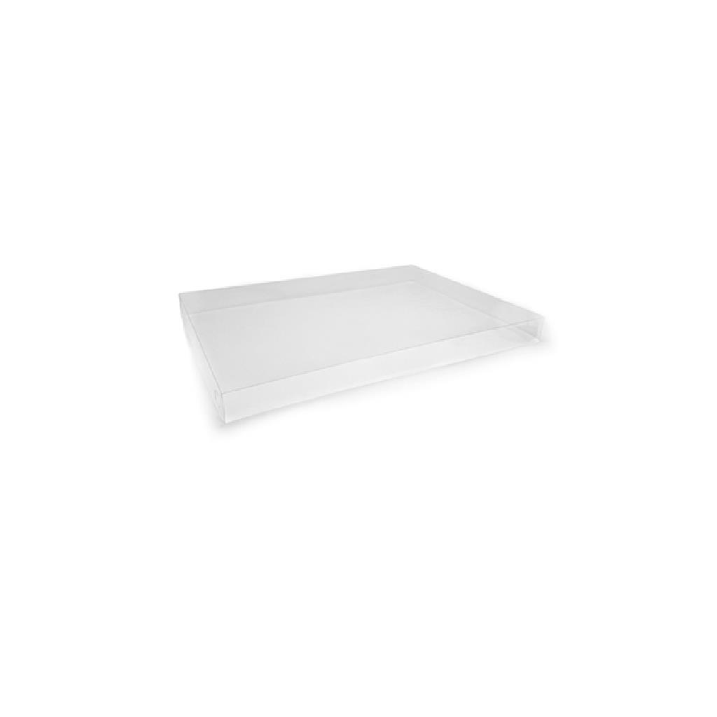 LID CATERING TRAY CLEAR PET MEDIUM 383X275X30MM [50] SUITS TA-CTM