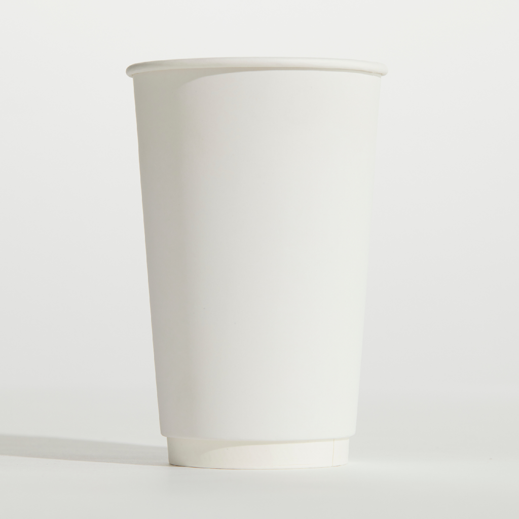 16OZ WHITE DOUBLE WALL PINNACLE COFFEE CUP 90MM (UNI LID) [DW16PL] (25X20)