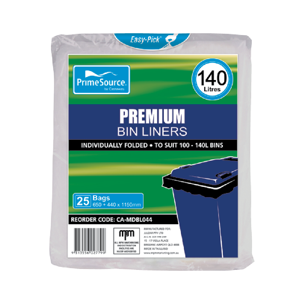 GARBAGE BAG ***CLEAR*** 140LTR "PRIME SOURCE" (8X25)