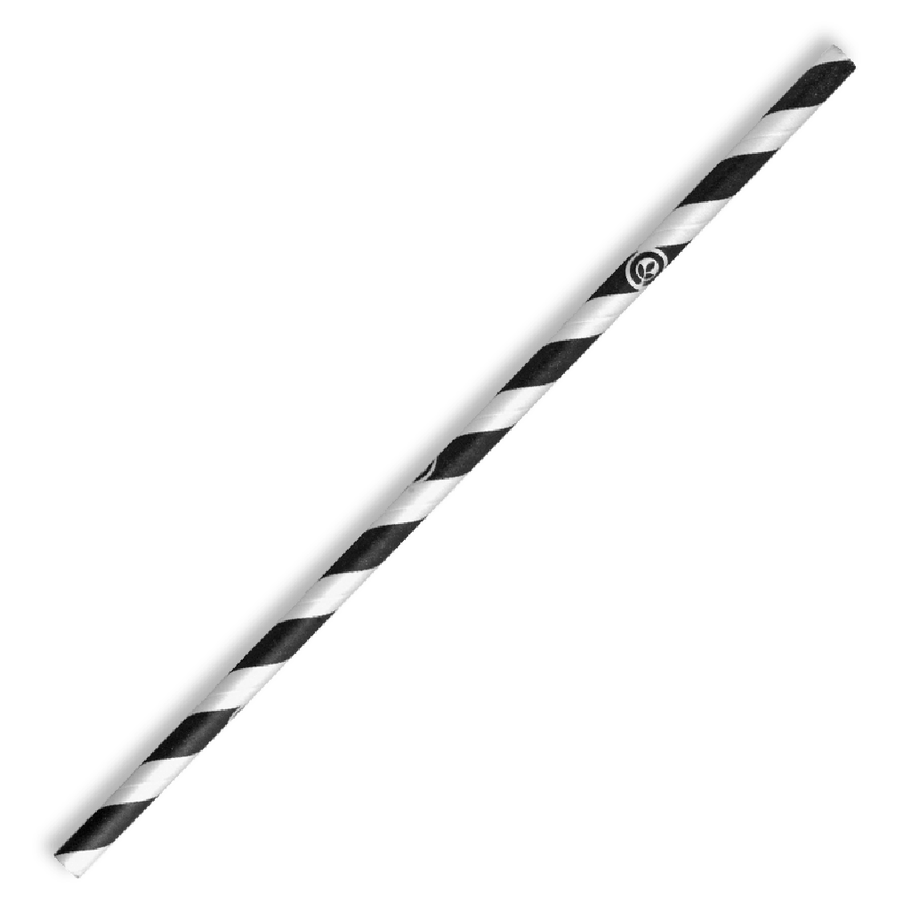 PAPER STRAWS ***BLACK&WHITE STRIPE*** (10X250)