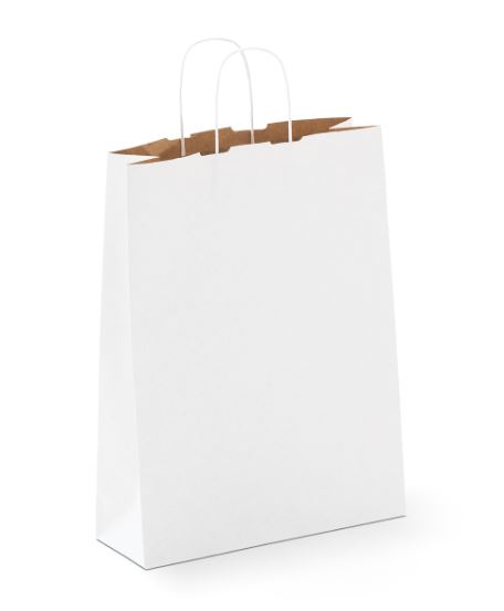 #18 MIDI WHITE DUO PAPER BAG WITH TWISTED HANDLE 420X320X110MM (200) ***PAPER-PAK*** [C229S0001]