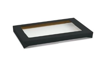 LID BLACK WITH PET WINDOW SMALL TO SUIT SMALL CATERING TRAY (100)