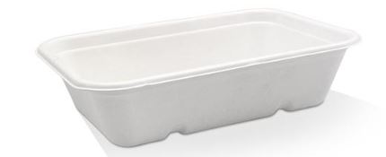 SUGARCANE RECTANGLE TAKEAWAY CONTAINER - WHITE 650ML (500) ***CARTON ONLY***