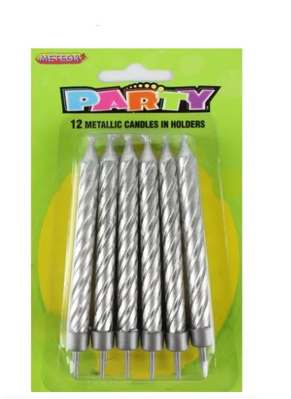 LARGE SILVER SPIRAL CANDLES (12X12)~