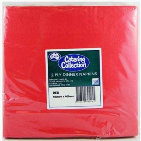 2PLY RED DINNER NAPKINS QUARTER FOLD ALPEN  [370541] (1000) ***CARTON ONLY***