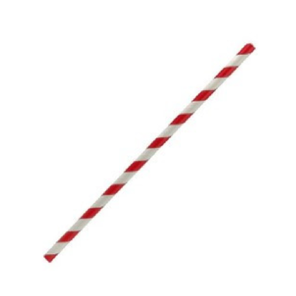COCKTAIL PAPER STRAWS RED & WHITE 5.5X120MM (50X50)