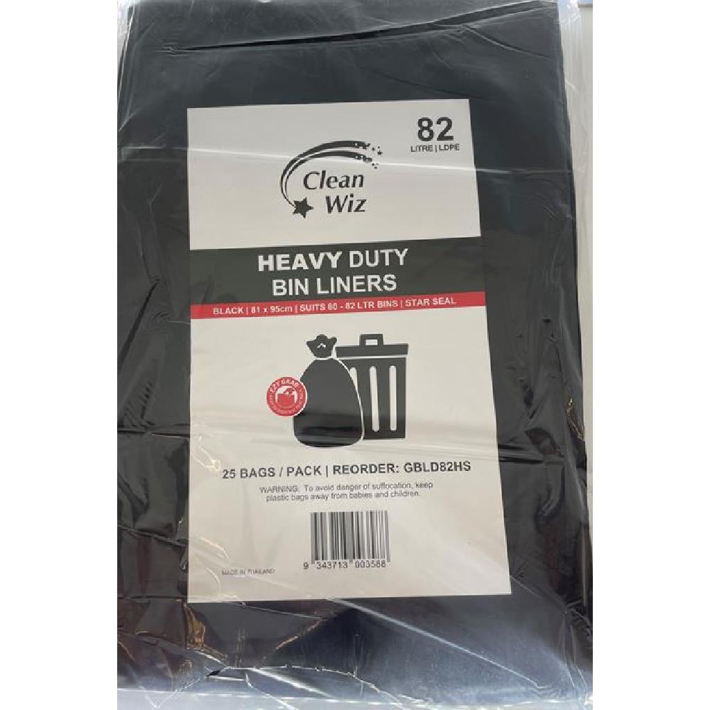 (P) ****82LT**** HEAVY DUTY GARBAGE BAGS BLACK 81X95CM STAR SEAL (10X25)