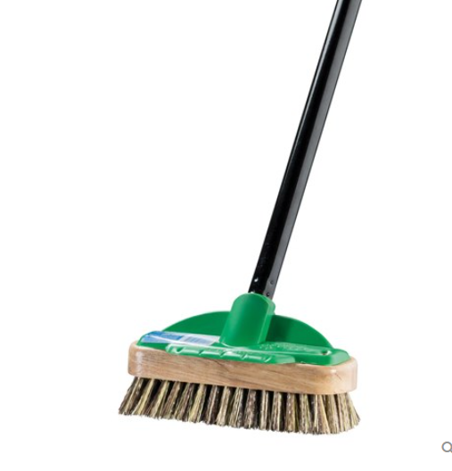 DECK SCRUB BRUSH & HANDLE ***OATES*** HEAVY DUTY (GREEN HEAD AND STEEL BLACK HANDLE)