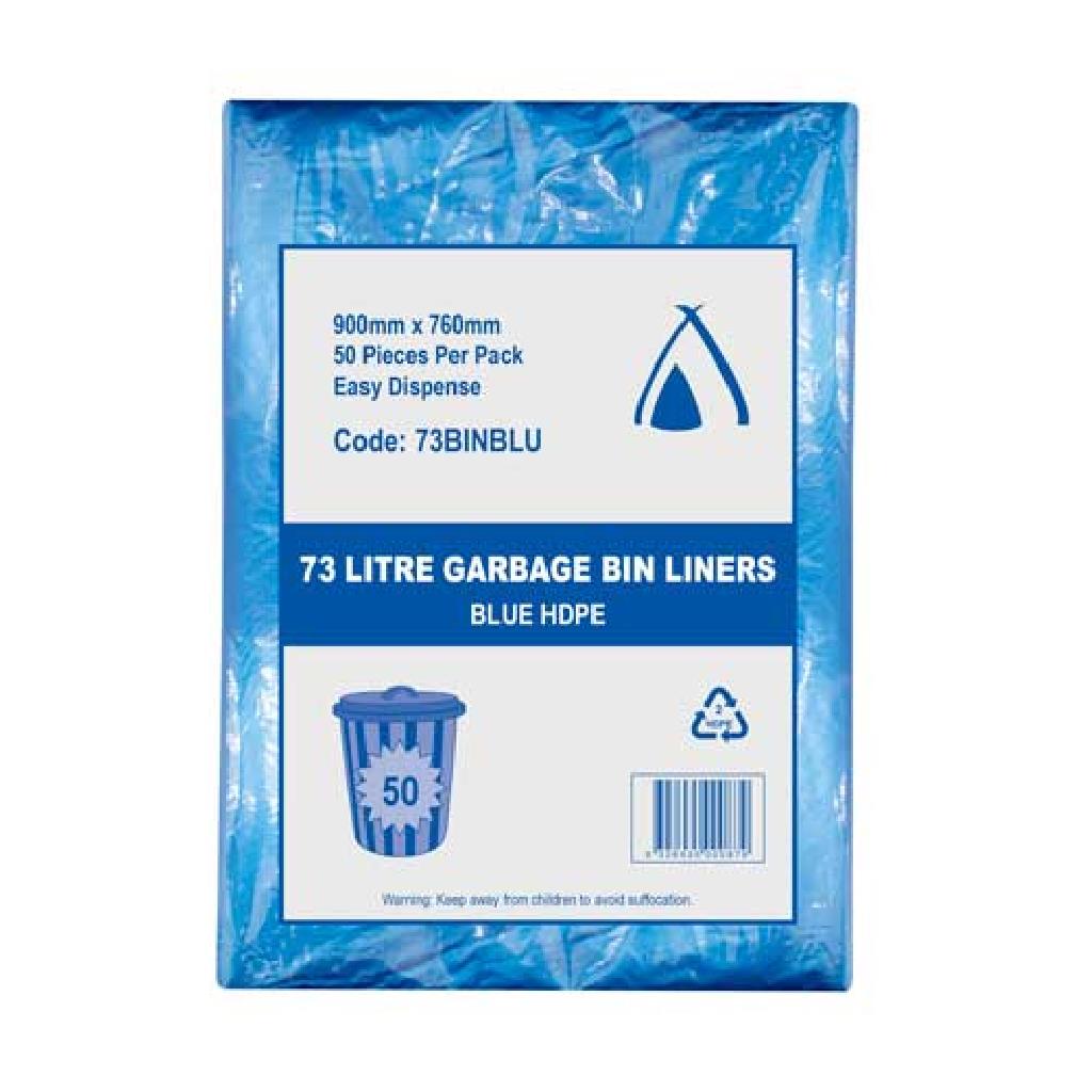 73L HEAVY DUTY GARBAGE BAG ***BLUE*** FLAT PACK (GUSSET SEAL) (500) [73BINBLU] ***CARTON ONLY***