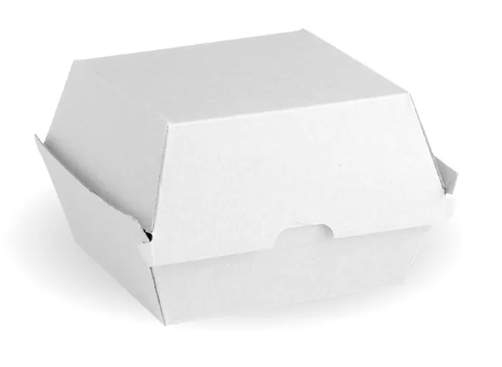 WHITE ****LARGE**** BURGER BOX 12X12X10CM "BIOPAK" (150)