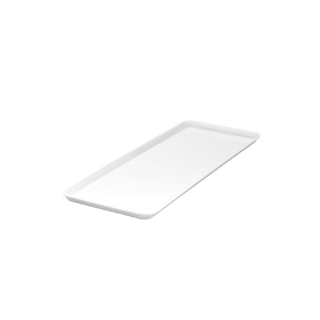 RECTANGULAR CAKE PLATTER WHITE MELAMINE 390MM X 150MM [91010-W]